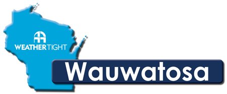 An image with a light blue outline of the state of Wisconsin, and a navy blue banner with text that says Wauwatosa.