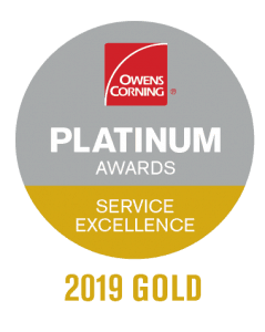 Image shows Owens Corning Gold Level Product Excellence Award