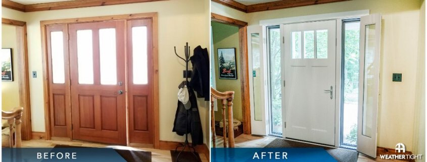 Before & after of new entry door