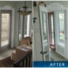 Before & after of new entry door and new window