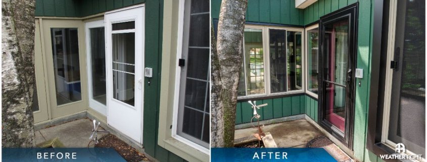 Before & after of new entry door