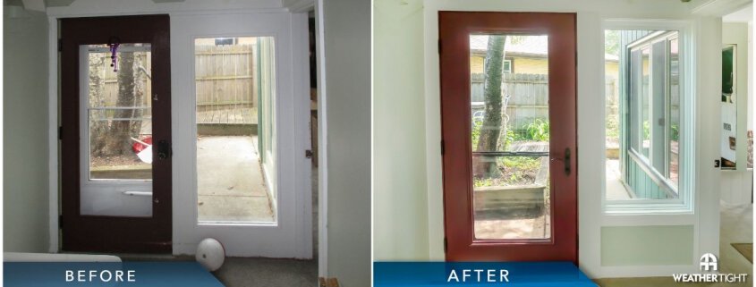 Before & after of new entry door