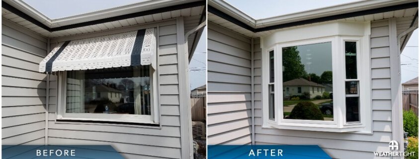 Bay window before & after