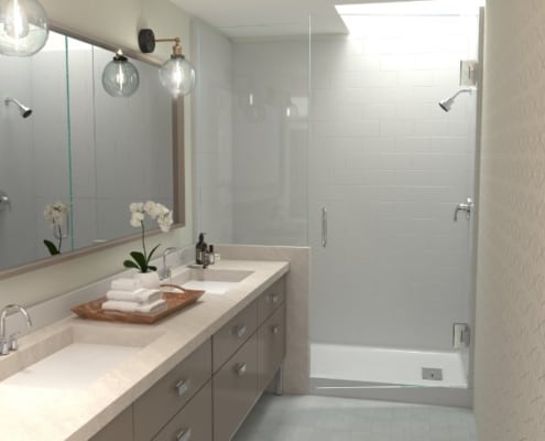 New Shower with White Subway Tile